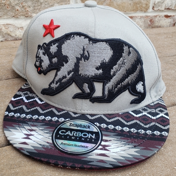 Carbon Elements Other - Carbon Elements California bear print snapback flat brim cap